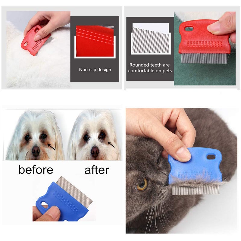 HAMIYELL 2 Pcs Cat Combs Dogs Grooming Combs Tear Stain Remover, Effectively Removes Crust, Loose Hair, Eye Stain on Pet(Random Color) - Image 3